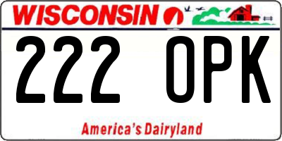 WI license plate 222OPK