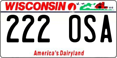 WI license plate 222OSA