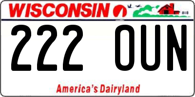 WI license plate 222OUN