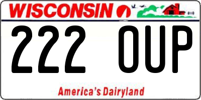 WI license plate 222OUP