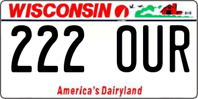 WI license plate 222OUR