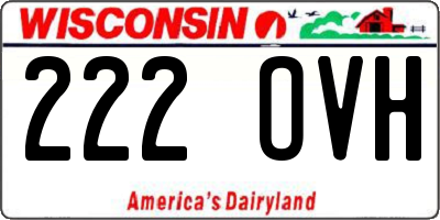 WI license plate 222OVH