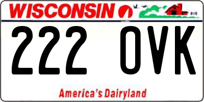 WI license plate 222OVK