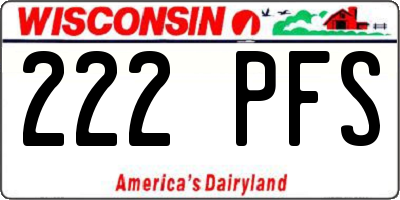 WI license plate 222PFS