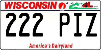 WI license plate 222PIZ