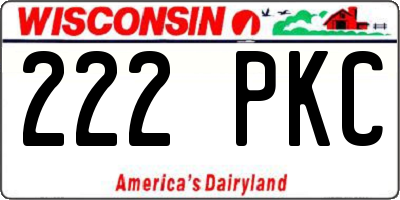 WI license plate 222PKC
