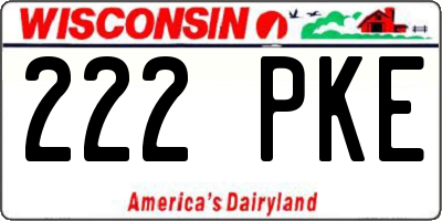 WI license plate 222PKE