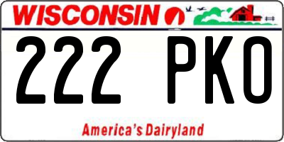 WI license plate 222PKO