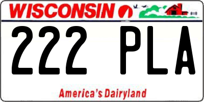 WI license plate 222PLA