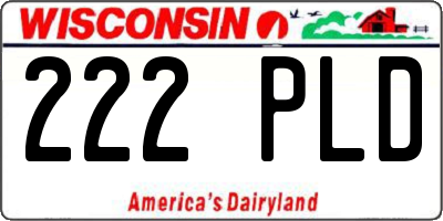 WI license plate 222PLD