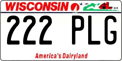 WI license plate 222PLG