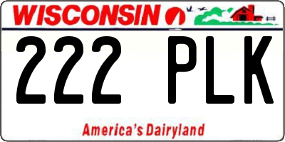 WI license plate 222PLK