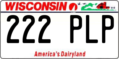 WI license plate 222PLP