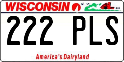 WI license plate 222PLS