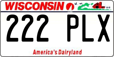 WI license plate 222PLX