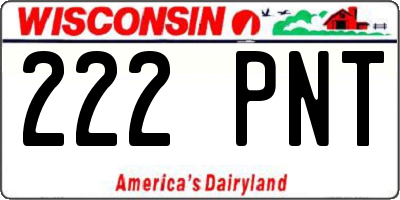 WI license plate 222PNT