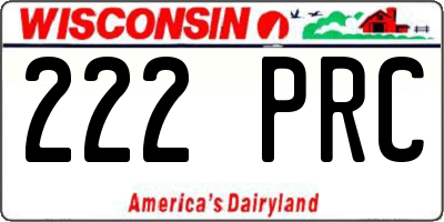 WI license plate 222PRC