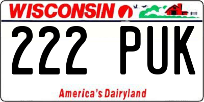 WI license plate 222PUK
