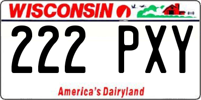WI license plate 222PXY