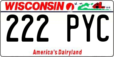 WI license plate 222PYC