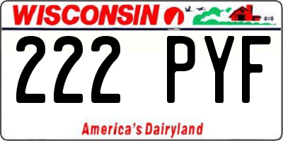 WI license plate 222PYF