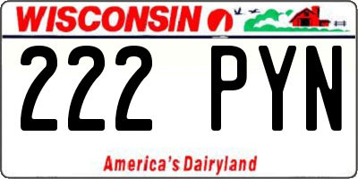 WI license plate 222PYN