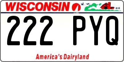 WI license plate 222PYQ