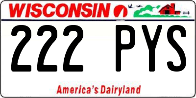 WI license plate 222PYS