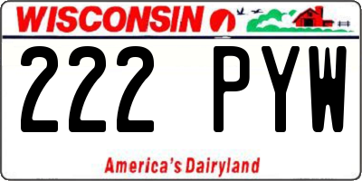WI license plate 222PYW
