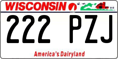 WI license plate 222PZJ
