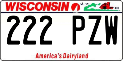 WI license plate 222PZW