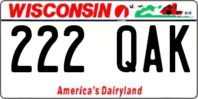 WI license plate 222QAK