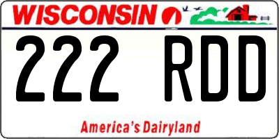 WI license plate 222RDD