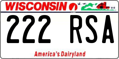 WI license plate 222RSA