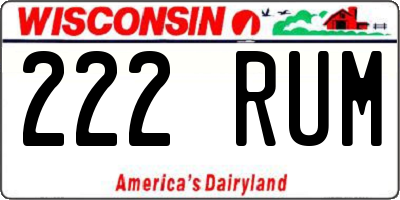 WI license plate 222RUM