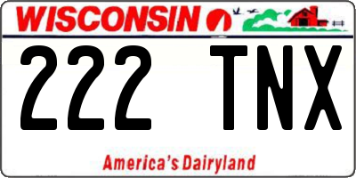 WI license plate 222TNX