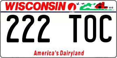WI license plate 222TOC