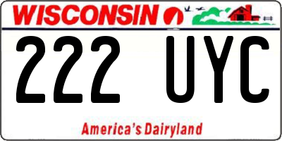 WI license plate 222UYC