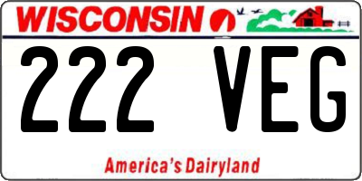 WI license plate 222VEG