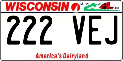 WI license plate 222VEJ