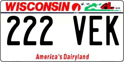 WI license plate 222VEK
