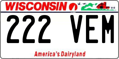WI license plate 222VEM