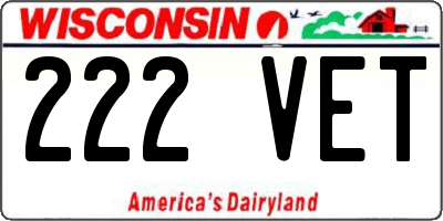 WI license plate 222VET