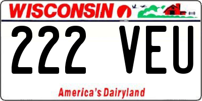 WI license plate 222VEU