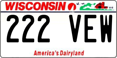 WI license plate 222VEW
