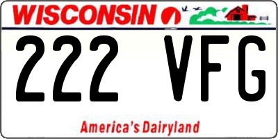 WI license plate 222VFG