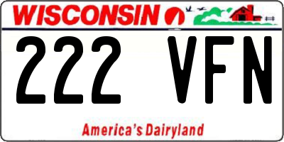 WI license plate 222VFN