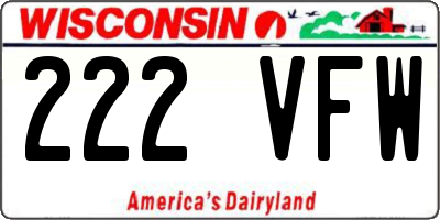 WI license plate 222VFW