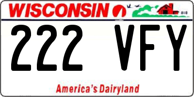 WI license plate 222VFY