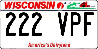 WI license plate 222VPF